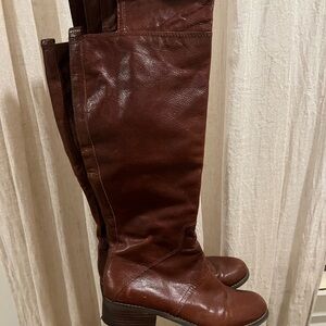 Brown Leather Knee-High Riding Boots